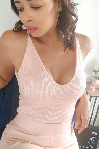 Blush Pink Sequin Bodysuit - Pretty Brilliant