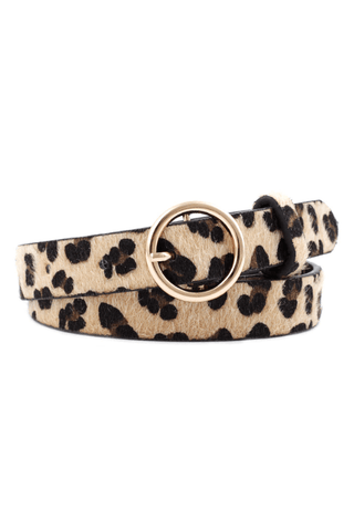 Skinny Fuzzy Leopard Print Belt - Pretty Brilliant