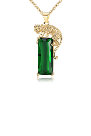 Gold Cheetah Emerald Pendant Necklace - Pretty Brilliant