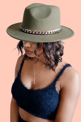 Olive Green Felt Fedora Hat - Pretty Brilliant