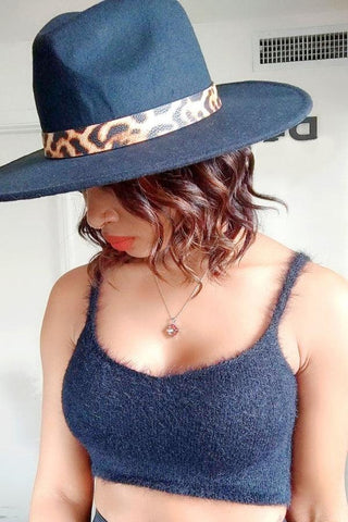 Black Leopard Strap Fedora Hat - Pretty Brilliant